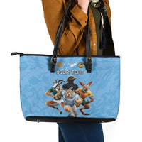 Custom Rugby Southern Hemisphere Leather Tote Bag Argentina AUNZ South Africa Mascot Blue LT9 - Polynesian Pride
