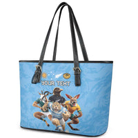 Custom Rugby Southern Hemisphere Leather Tote Bag Argentina AUNZ South Africa Mascot Blue LT9 - Polynesian Pride