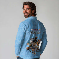 Custom Rugby Southern Hemisphere Long Sleeve Polo Shirt Argentina AUNZ South Africa Mascot Blue LT9 - Polynesian Pride