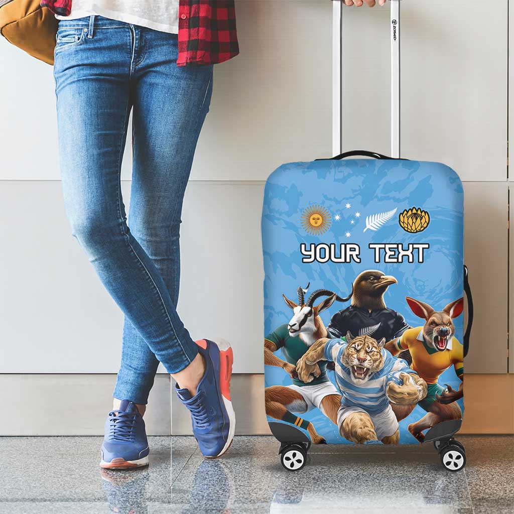 Custom Rugby Southern Hemisphere Luggage Cover Argentina AUNZ South Africa Mascot Blue LT9 - Polynesian Pride