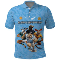 Custom Rugby Southern Hemisphere Polo Shirt Argentina AUNZ South Africa Mascot Blue LT9 Blue - Polynesian Pride