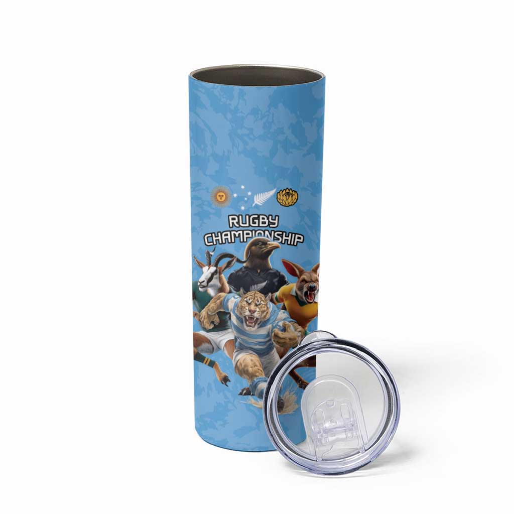 Custom Rugby Southern Hemisphere Skinny Tumbler Argentina AUNZ South Africa Mascot Blue LT9 - Polynesian Pride