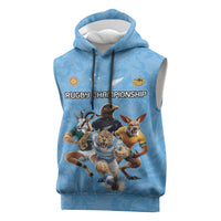 Custom Rugby Southern Hemisphere Sleeveless Hoodie Argentina AUNZ South Africa Mascot Blue LT9 Blue - Polynesian Pride