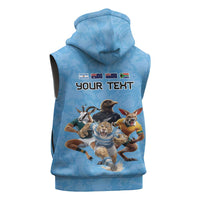 Custom Rugby Southern Hemisphere Sleeveless Hoodie Argentina AUNZ South Africa Mascot Blue LT9 - Polynesian Pride