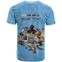 Custom Rugby Southern Hemisphere T Shirt Argentina AUNZ South Africa Mascot Blue LT9 - Polynesian Pride