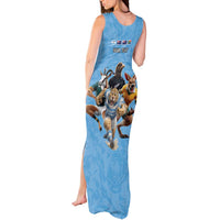 Custom Rugby Southern Hemisphere Tank Maxi Dress Argentina AUNZ South Africa Mascot Blue LT9 - Polynesian Pride