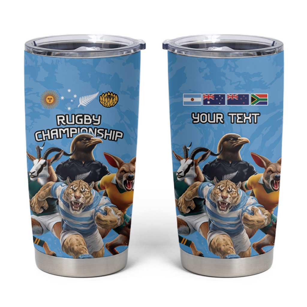 Custom Rugby Southern Hemisphere Tumbler Cup Argentina AUNZ South Africa Mascot Blue LT9 Blue - Polynesian Pride