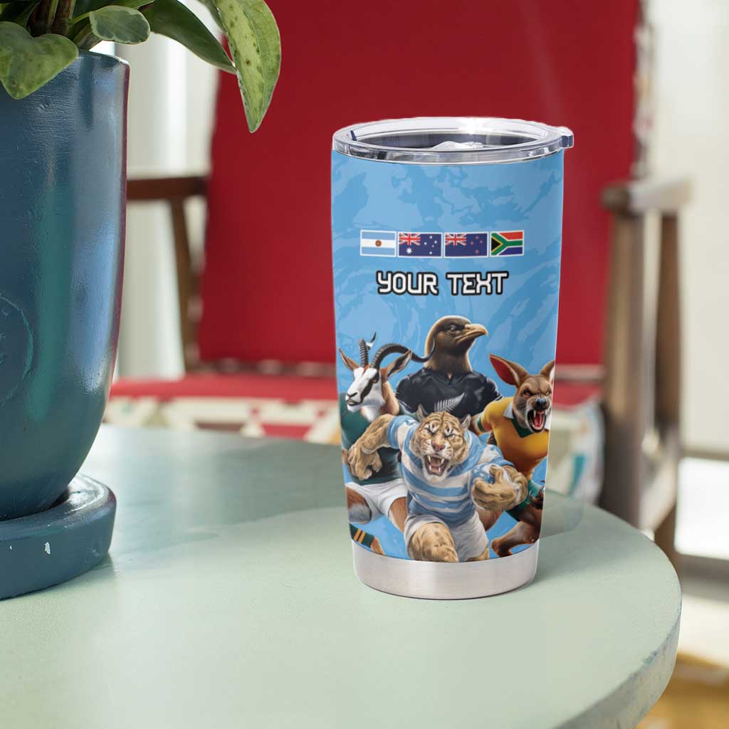 Custom Rugby Southern Hemisphere Tumbler Cup Argentina AUNZ South Africa Mascot Blue LT9 - Polynesian Pride