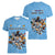 Custom Rugby Southern Hemisphere Women V-Neck T-Shirt Argentina AUNZ South Africa Mascot Blue - Polynesian Pride