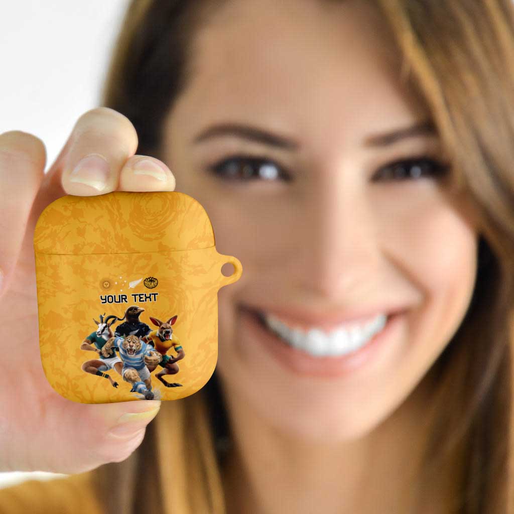 Custom Rugby Southern Hemisphere AirPods Case Argentina AUNZ South Africa Mascot Gold - Polynesian Pride
