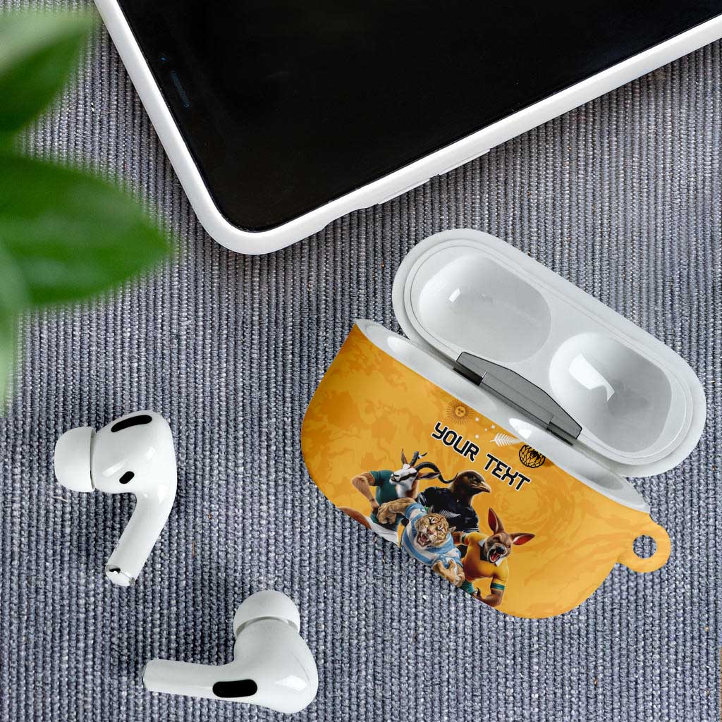 Custom Rugby Southern Hemisphere AirPods Case Argentina AUNZ South Africa Mascot Gold LT9 - Polynesian Pride