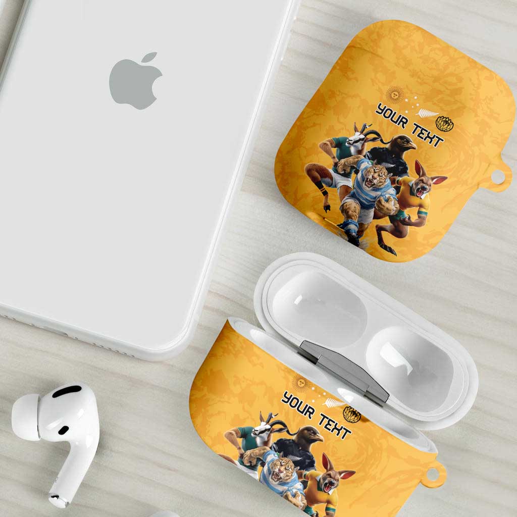 Custom Rugby Southern Hemisphere AirPods Case Argentina AUNZ South Africa Mascot Gold LT9 - Polynesian Pride