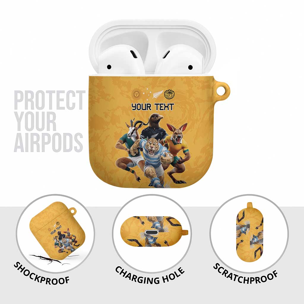 Custom Rugby Southern Hemisphere AirPods Case Argentina AUNZ South Africa Mascot Gold LT9 - Polynesian Pride