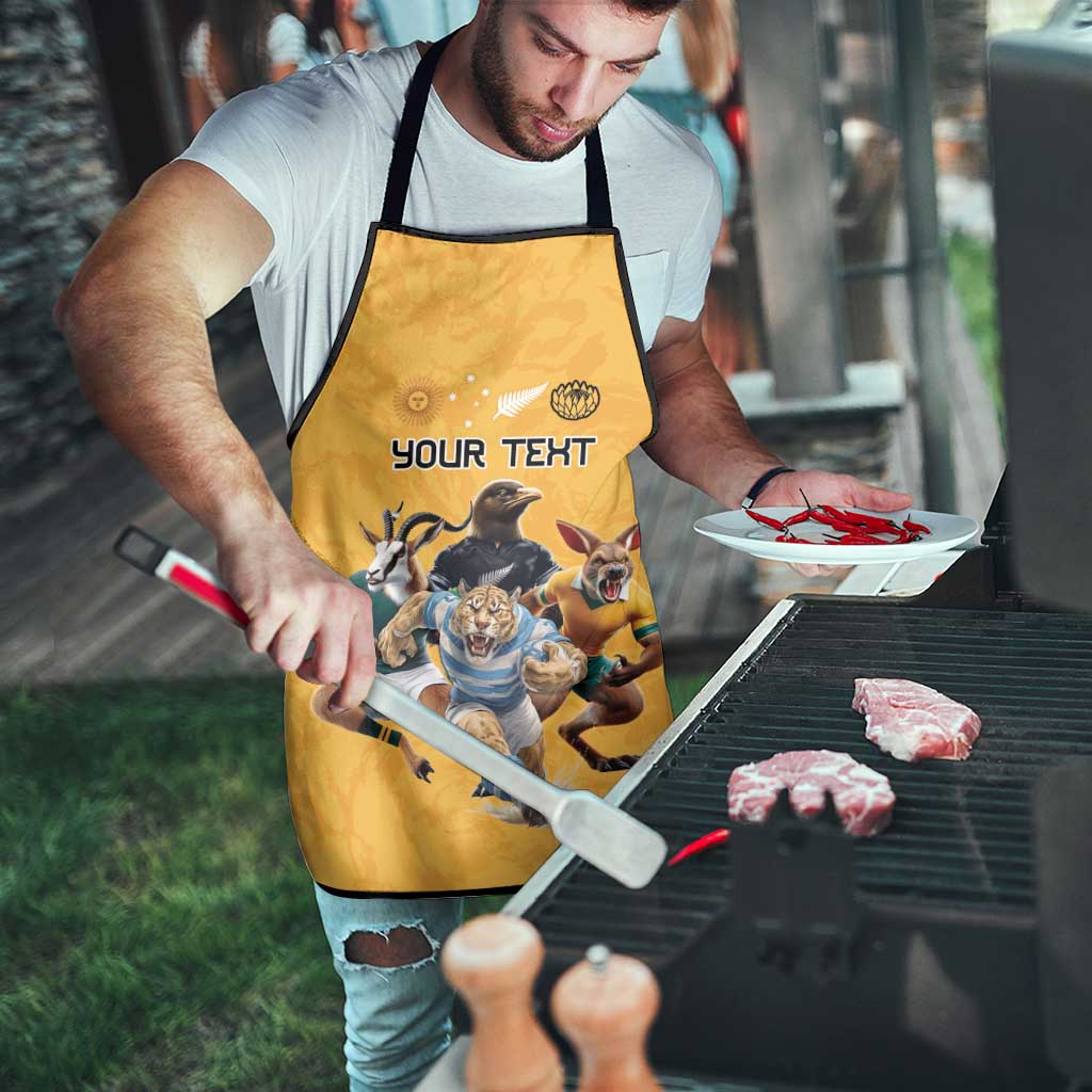Custom Rugby Southern Hemisphere Apron Argentina AUNZ South Africa Mascot Gold - Polynesian Pride