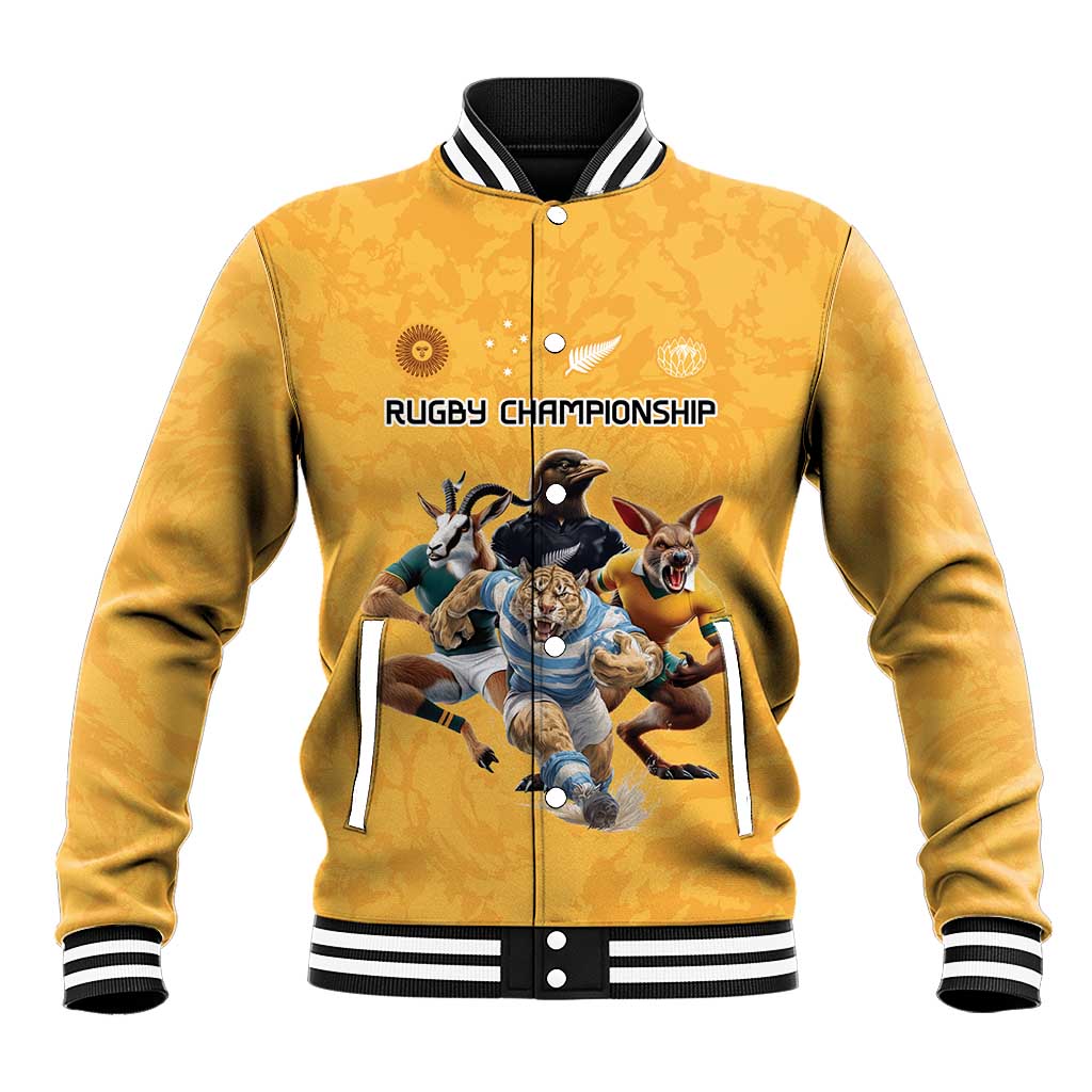Custom Rugby Southern Hemisphere Baseball Jacket Argentina AUNZ South Africa Mascot Gold - Polynesian Pride