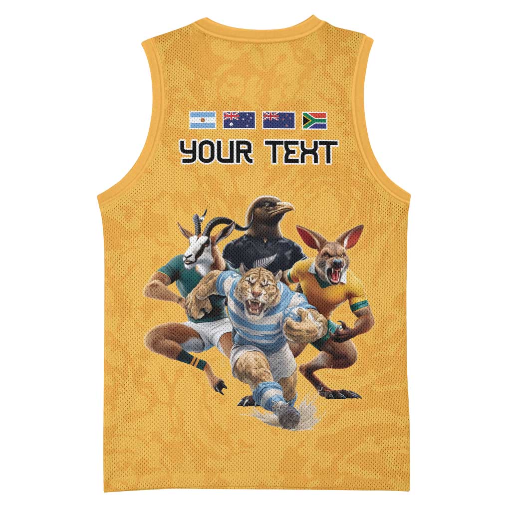 Custom Rugby Southern Hemisphere Basketball Jersey Argentina AUNZ South Africa Mascot Gold - Polynesian Pride