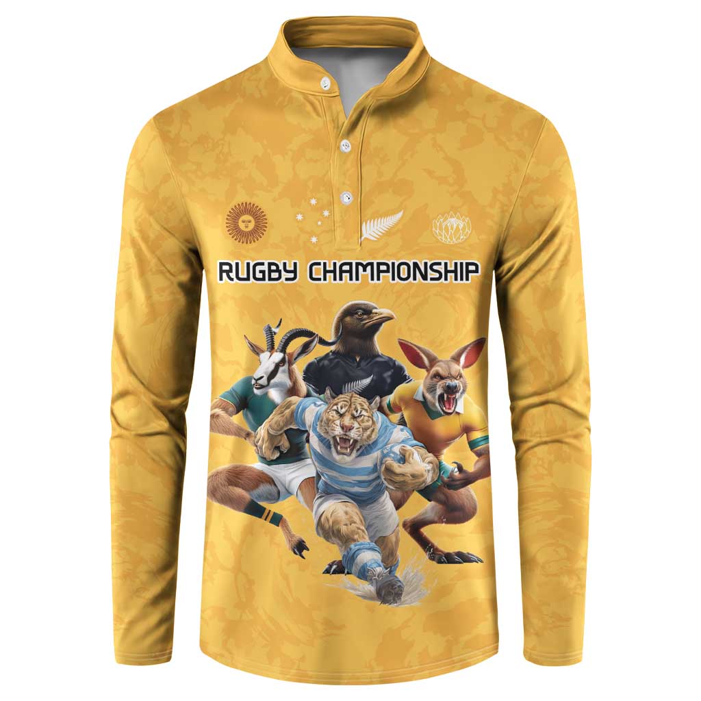 Custom Rugby Southern Hemisphere Button Sweatshirt Argentina AUNZ South Africa Mascot Gold - Polynesian Pride