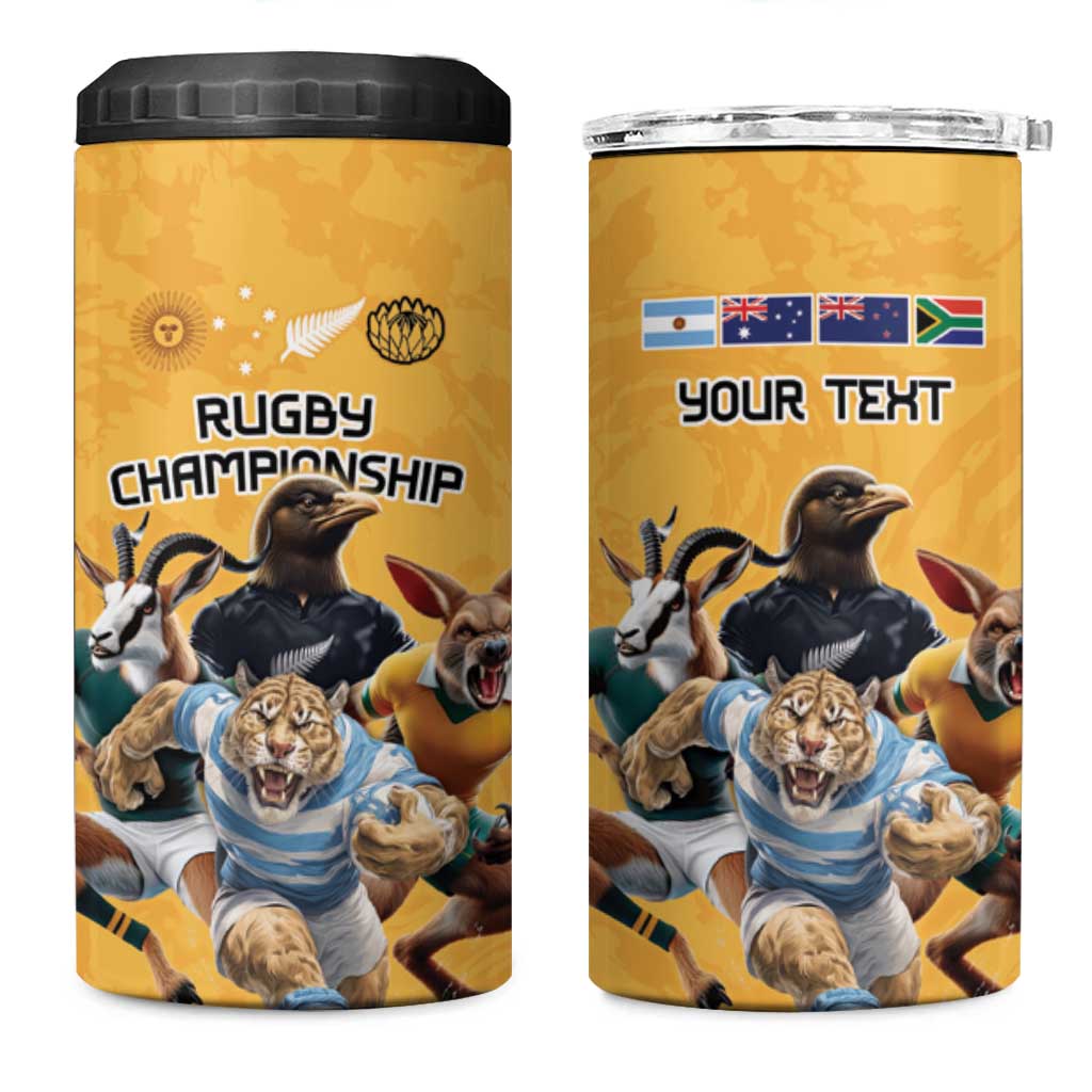 Custom Rugby Southern Hemisphere 4 in 1 Can Cooler Tumbler Argentina AUNZ South Africa Mascot Gold LT9 One Size: 16 oz Gold - Polynesian Pride