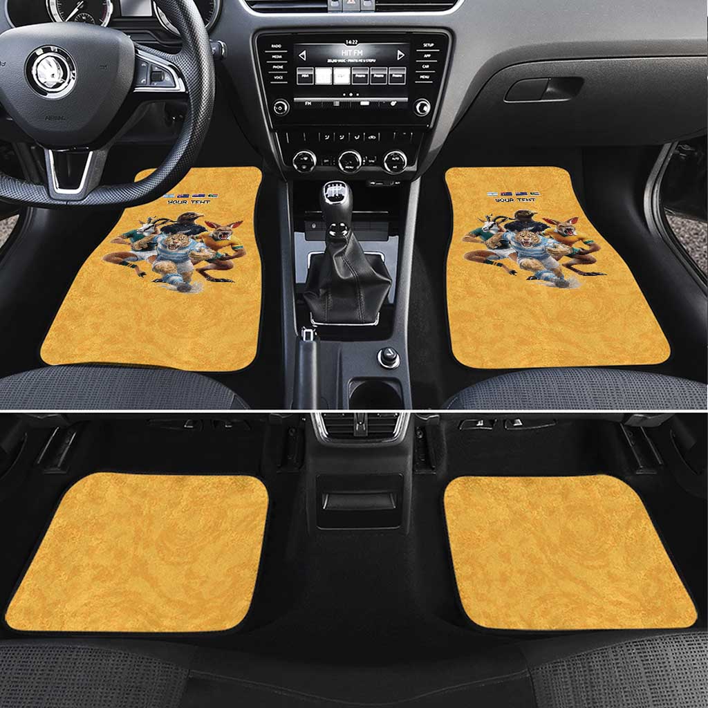 Custom Rugby Southern Hemisphere Car Mats Argentina AUNZ South Africa Mascot Gold LT9 Set 4pcs Gold - Polynesian Pride
