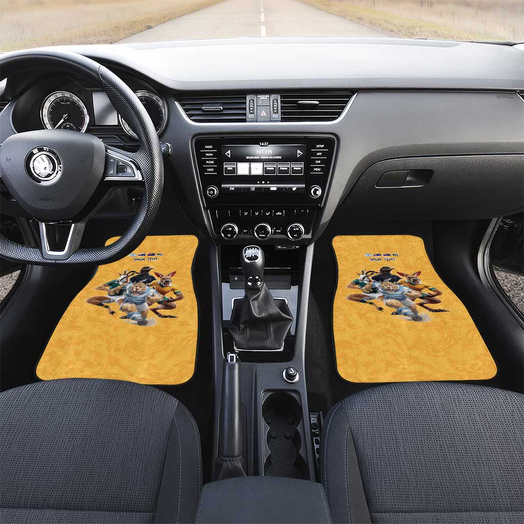 Custom Rugby Southern Hemisphere Car Mats Argentina AUNZ South Africa Mascot Gold LT9 Set 2pcs - Front Gold - Polynesian Pride