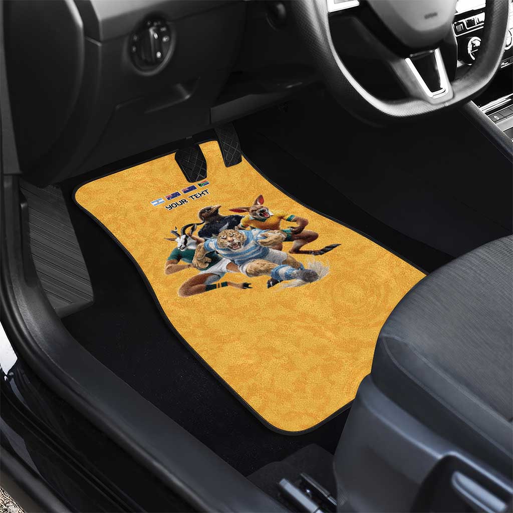 Custom Rugby Southern Hemisphere Car Mats Argentina AUNZ South Africa Mascot Gold LT9 - Polynesian Pride