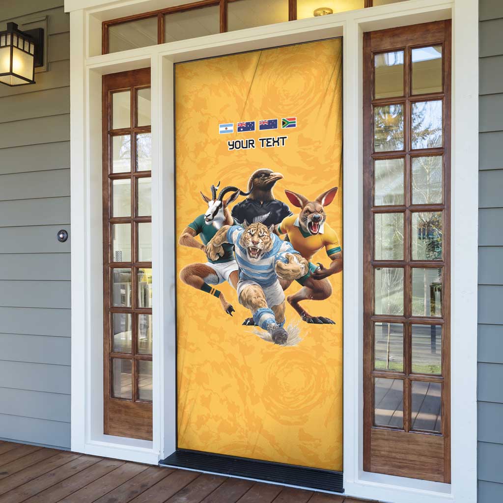 Custom Rugby Southern Hemisphere Door Cover Argentina AUNZ South Africa Mascot Gold LT9 - Polynesian Pride
