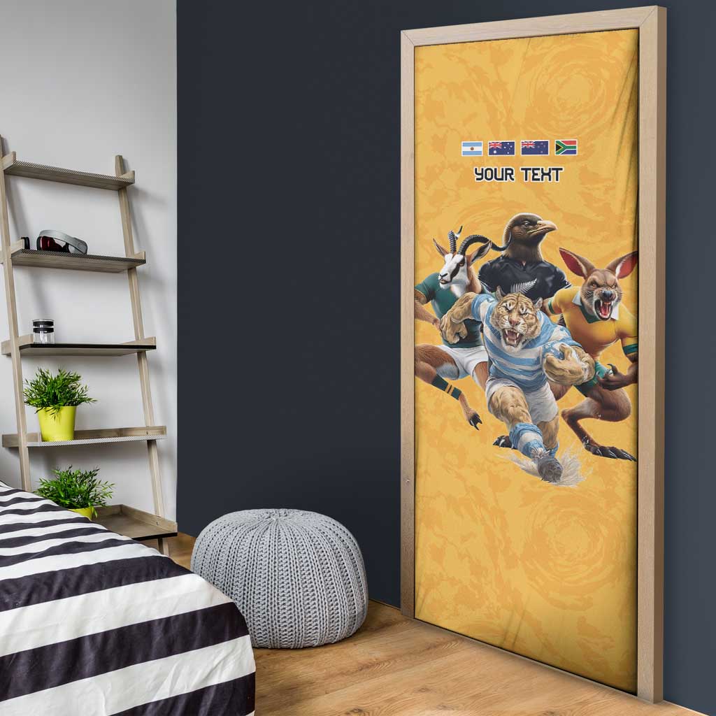 Custom Rugby Southern Hemisphere Door Cover Argentina AUNZ South Africa Mascot Gold LT9 - Polynesian Pride