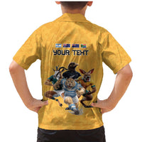 Custom Rugby Southern Hemisphere Family Matching Mermaid Dress and Hawaiian Shirt Argentina AUNZ South Africa Mascot Gold LT9 - Polynesian Pride