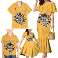 Custom Rugby Southern Hemisphere Family Matching Mermaid Dress and Hawaiian Shirt Argentina AUNZ South Africa Mascot Gold LT9 - Polynesian Pride