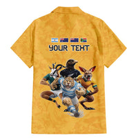 Custom Rugby Southern Hemisphere Family Matching Mermaid Dress and Hawaiian Shirt Argentina AUNZ South Africa Mascot Gold LT9 - Polynesian Pride