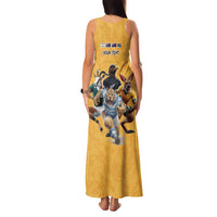 Custom Rugby Southern Hemisphere Family Matching Tank Maxi Dress and Hawaiian Shirt Argentina AUNZ South Africa Mascot Gold LT9 - Polynesian Pride