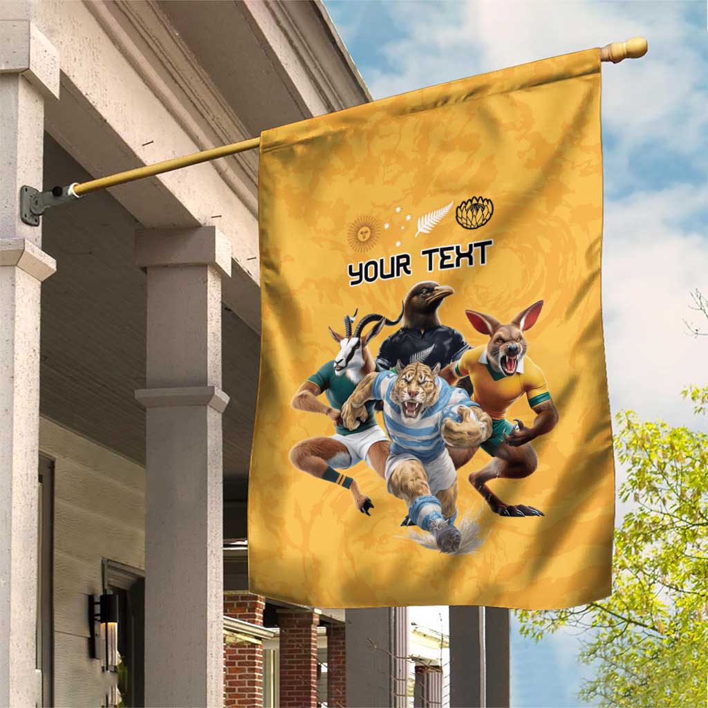 Custom Rugby Southern Hemisphere Garden Flag Argentina AUNZ South Africa Mascot Gold LT9 House Flag Gold - Polynesian Pride