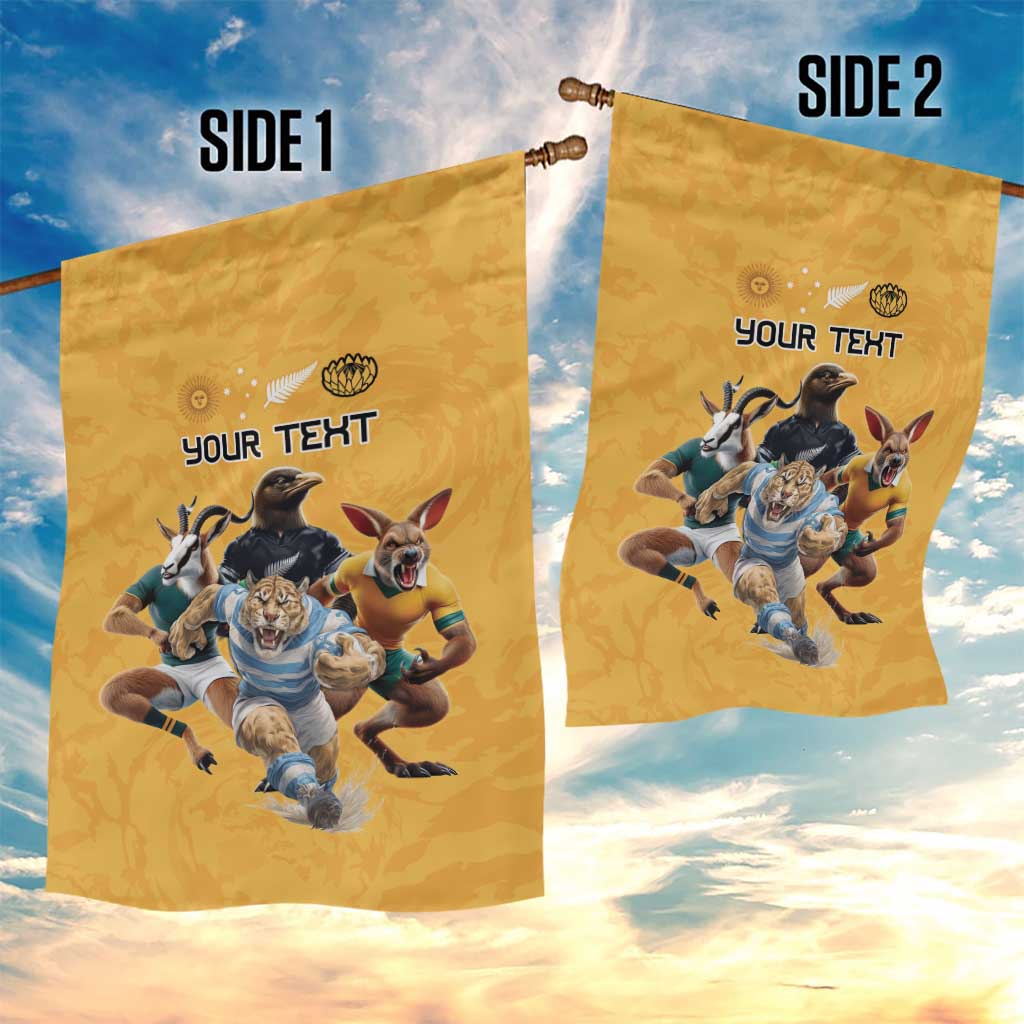Custom Rugby Southern Hemisphere Garden Flag Argentina AUNZ South Africa Mascot Gold LT9 - Polynesian Pride