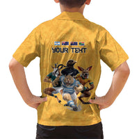 Custom Rugby Southern Hemisphere Hawaiian Shirt Argentina AUNZ South Africa Mascot Gold LT9 - Polynesian Pride