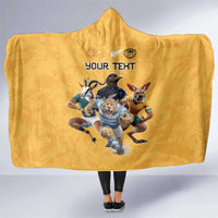 Custom Rugby Southern Hemisphere Hooded Blanket Argentina AUNZ South Africa Mascot Gold LT9 One Size Gold - Polynesian Pride