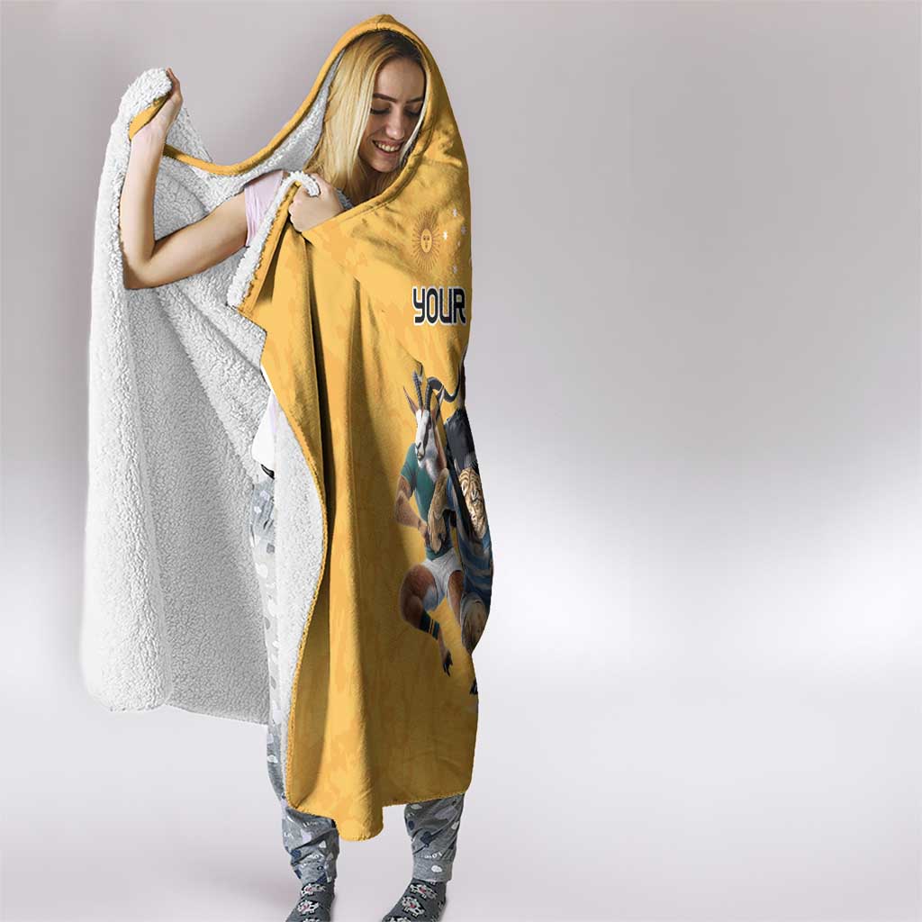 Custom Rugby Southern Hemisphere Hooded Blanket Argentina AUNZ South Africa Mascot Gold LT9 - Polynesian Pride