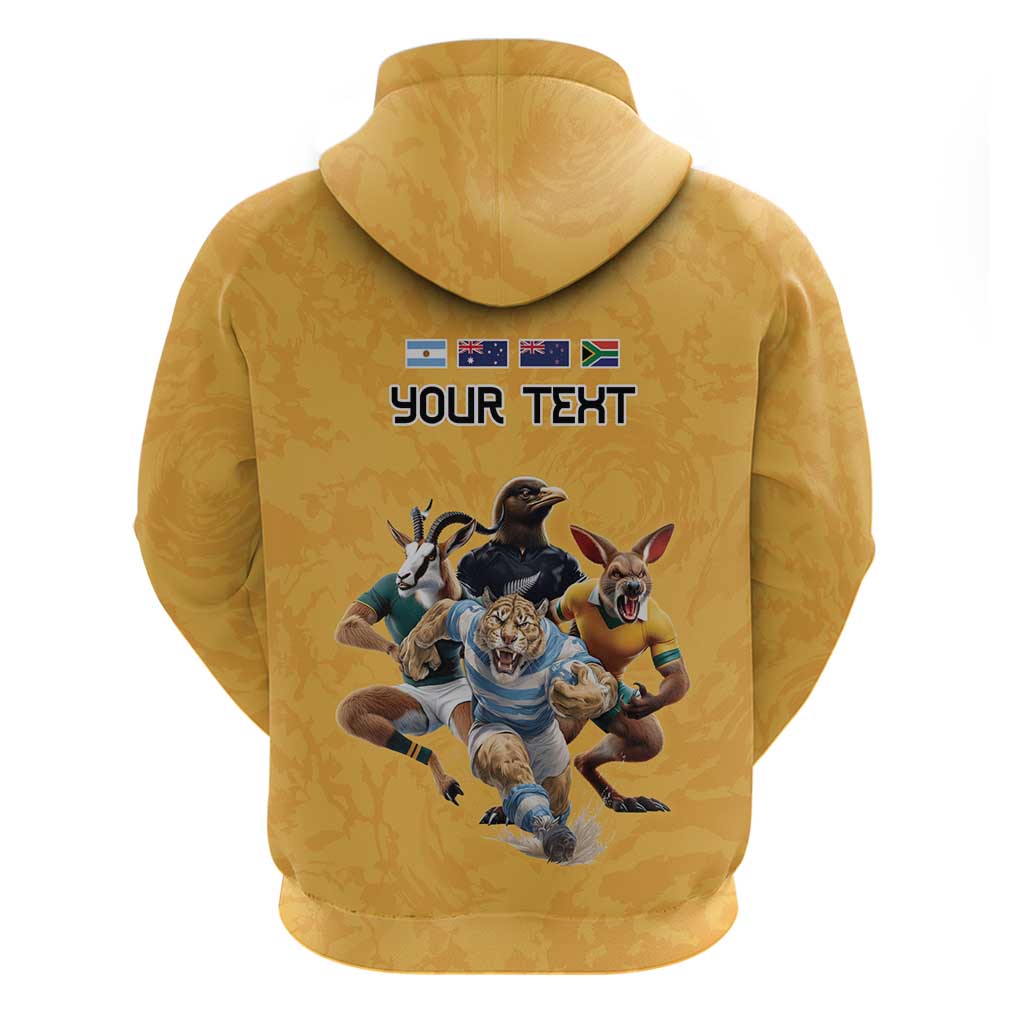 Custom Rugby Southern Hemisphere Hoodie Argentina AUNZ South Africa Mascot Gold LT9 - Polynesian Pride