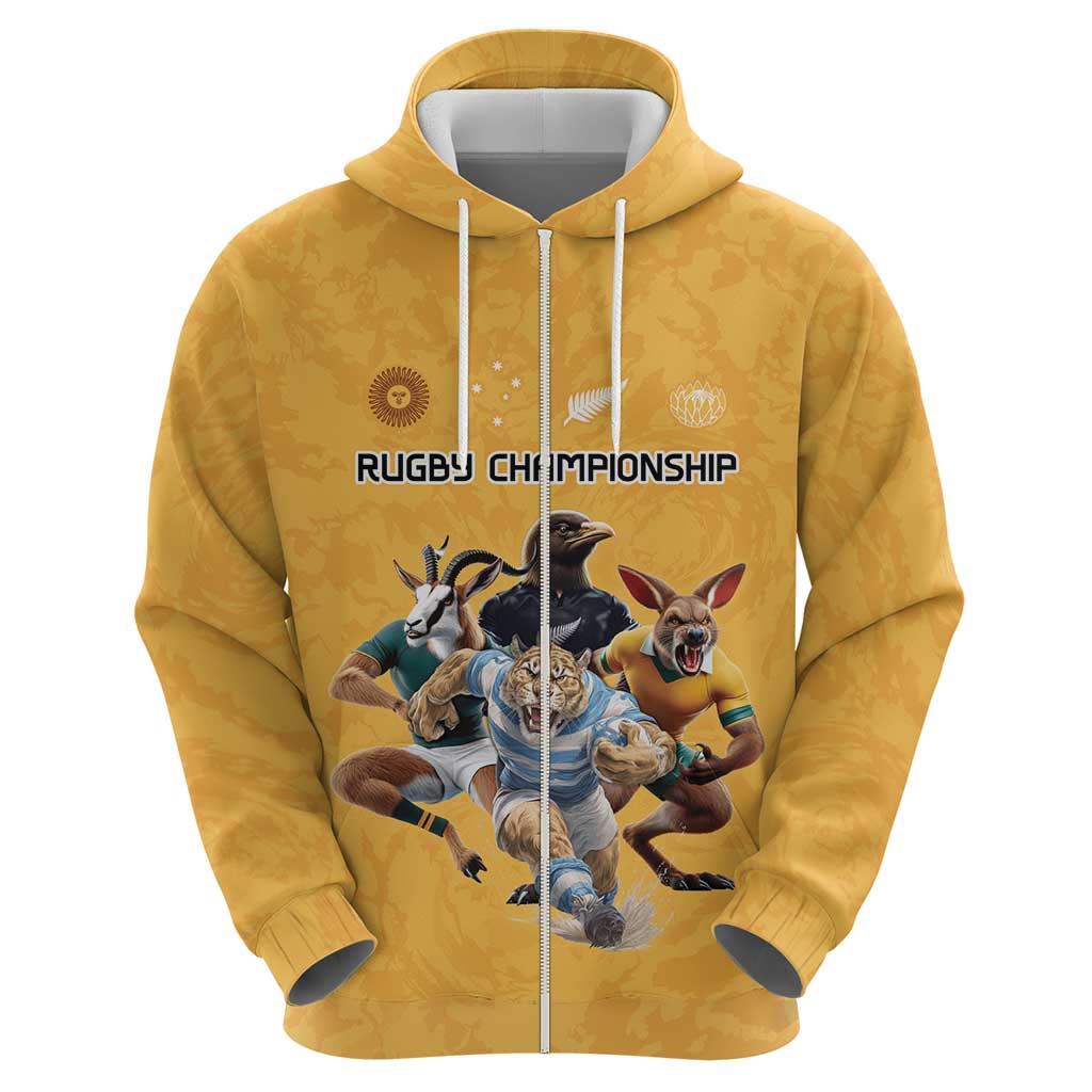 Custom Rugby Southern Hemisphere Hoodie Argentina AUNZ South Africa Mascot Gold LT9 - Polynesian Pride