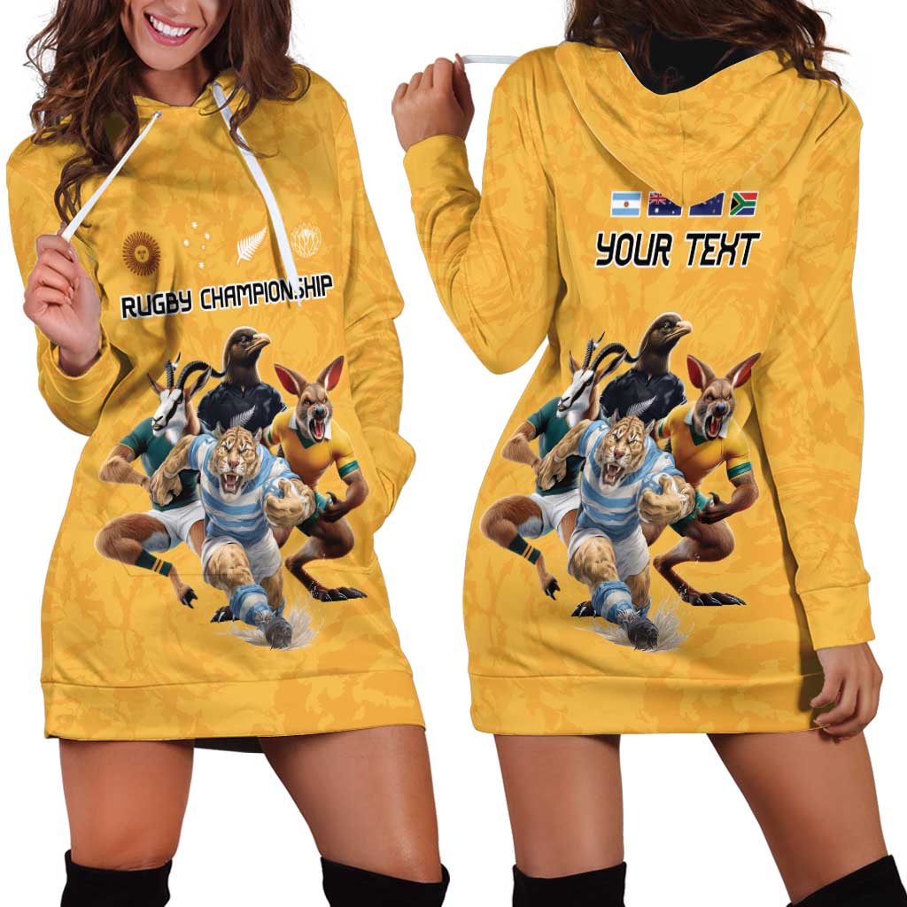 Custom Rugby Southern Hemisphere Hoodie Dress Argentina AUNZ South Africa Mascot Gold LT9 - Polynesian Pride