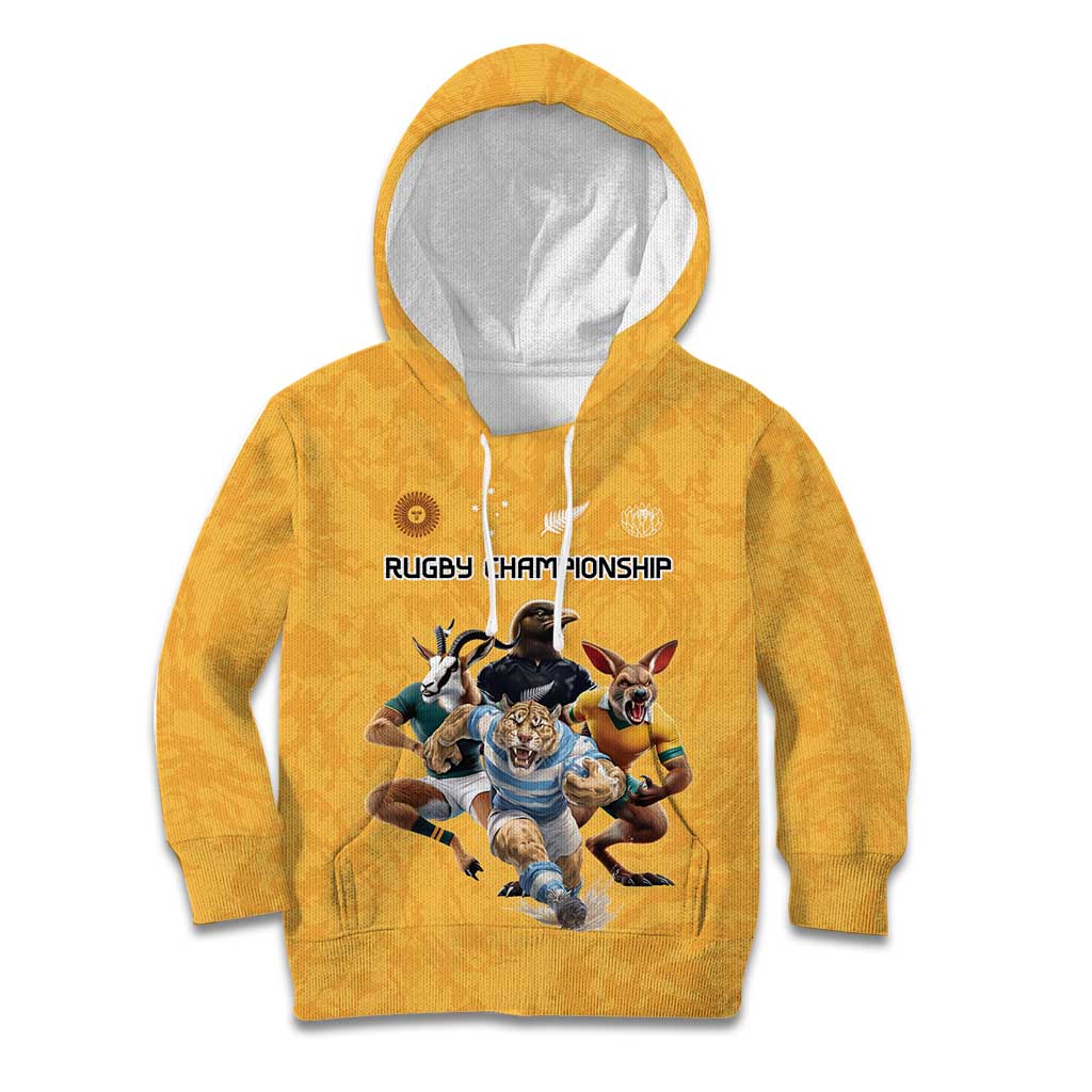 Custom Rugby Southern Hemisphere Kid Hoodie Argentina AUNZ South Africa Mascot Gold LT9 Hoodie Gold - Polynesian Pride