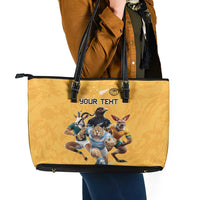 Custom Rugby Southern Hemisphere Leather Tote Bag Argentina AUNZ South Africa Mascot Gold LT9 - Polynesian Pride