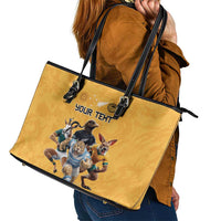 Custom Rugby Southern Hemisphere Leather Tote Bag Argentina AUNZ South Africa Mascot Gold LT9 - Polynesian Pride
