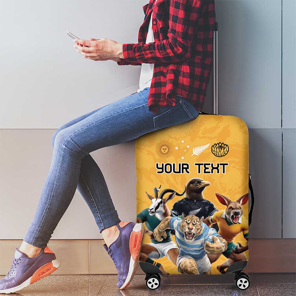 Custom Rugby Southern Hemisphere Luggage Cover Argentina AUNZ South Africa Mascot Gold LT9 - Polynesian Pride