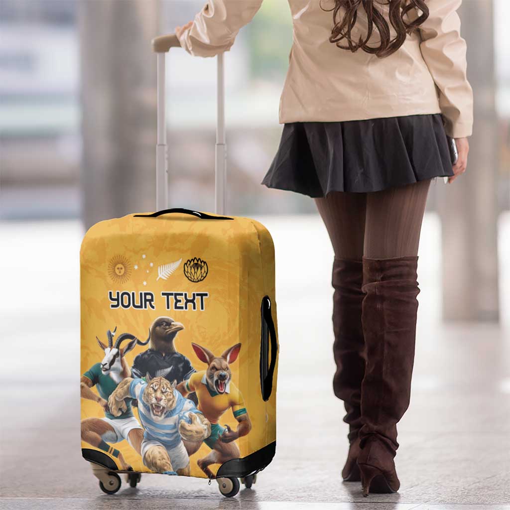 Custom Rugby Southern Hemisphere Luggage Cover Argentina AUNZ South Africa Mascot Gold LT9 - Polynesian Pride