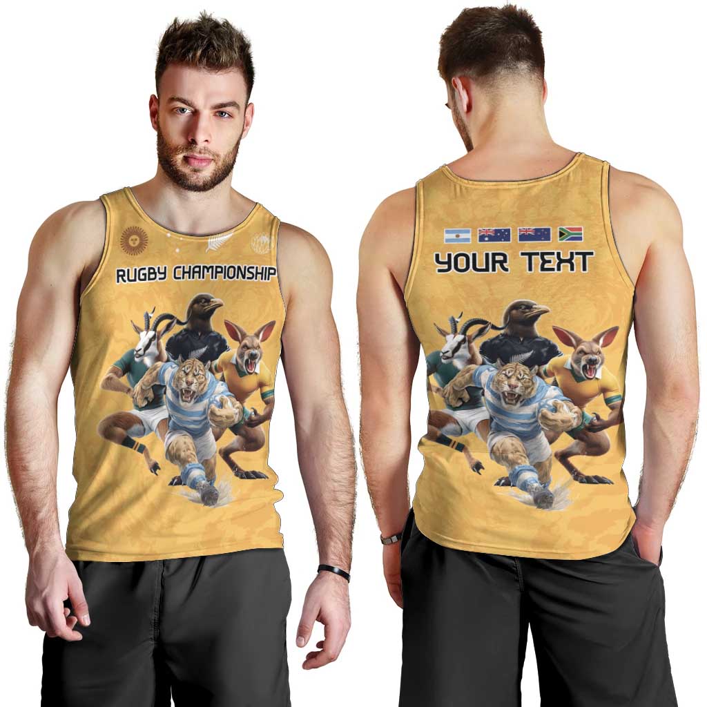 Custom Rugby Southern Hemisphere Men Tank Top Argentina AUNZ South Africa Mascot Gold - Polynesian Pride