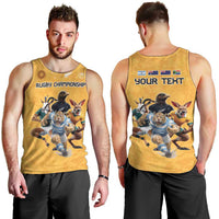 Custom Rugby Southern Hemisphere Men Tank Top Argentina AUNZ South Africa Mascot Gold - Polynesian Pride