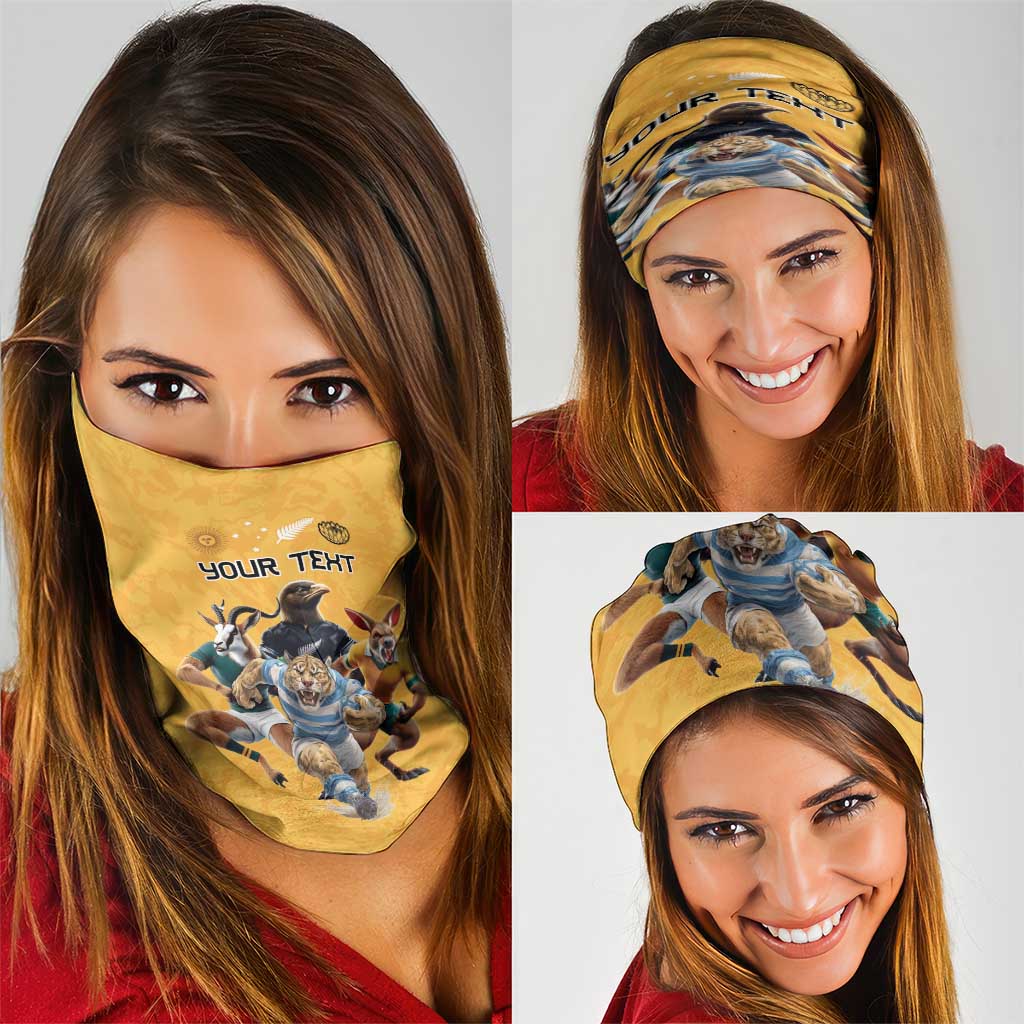 Custom Rugby Southern Hemisphere Neck Gaiter Argentina AUNZ South Africa Mascot Gold LT9 - Polynesian Pride