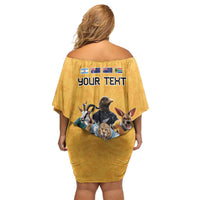 Custom Rugby Southern Hemisphere Off Shoulder Short Dress Argentina AUNZ South Africa Mascot Gold LT9 - Polynesian Pride