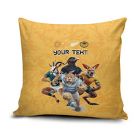 Custom Rugby Southern Hemisphere Pillow Cover Argentina AUNZ South Africa Mascot Gold LT9 Gold - Polynesian Pride