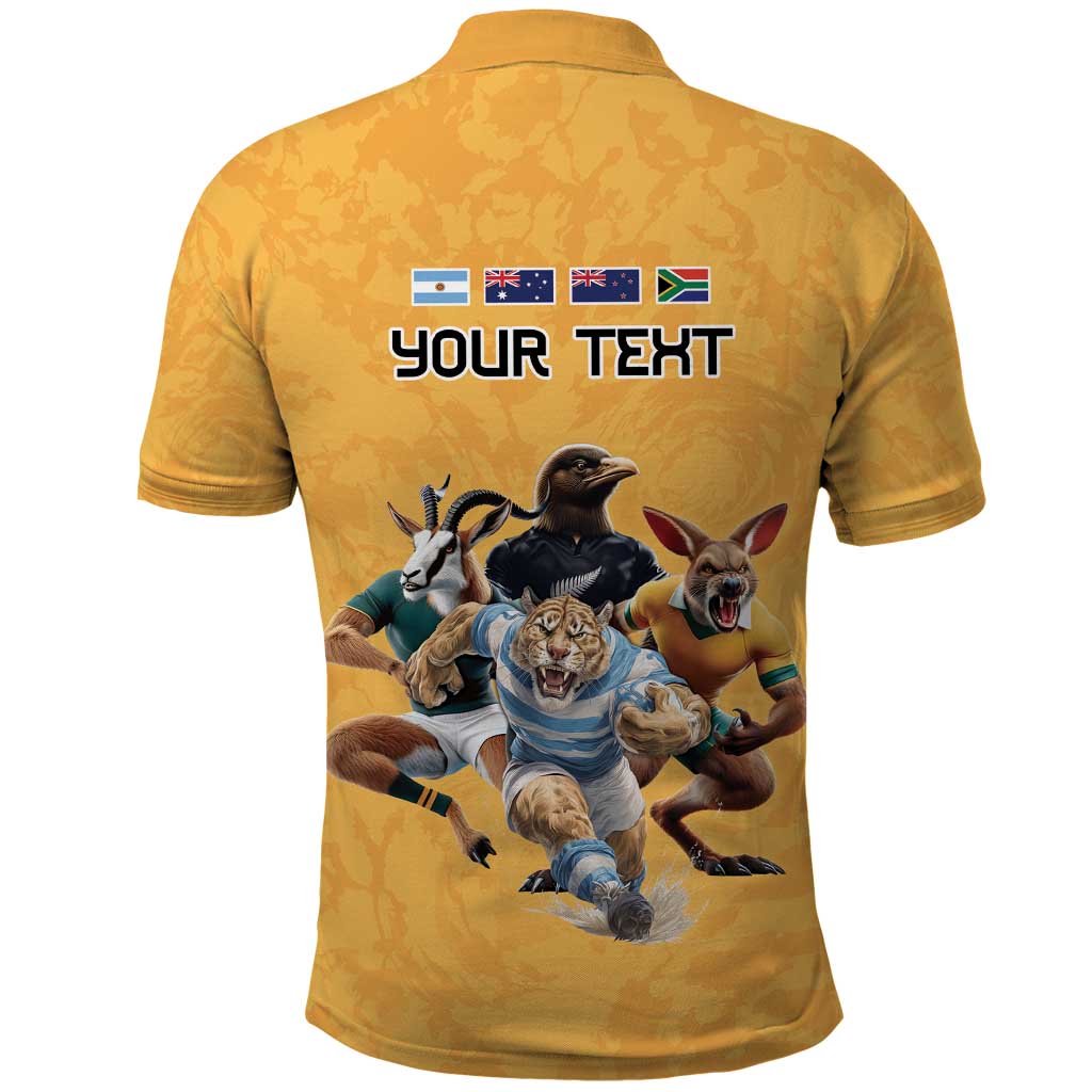 Custom Rugby Southern Hemisphere Polo Shirt Argentina AUNZ South Africa Mascot Gold LT9 - Polynesian Pride
